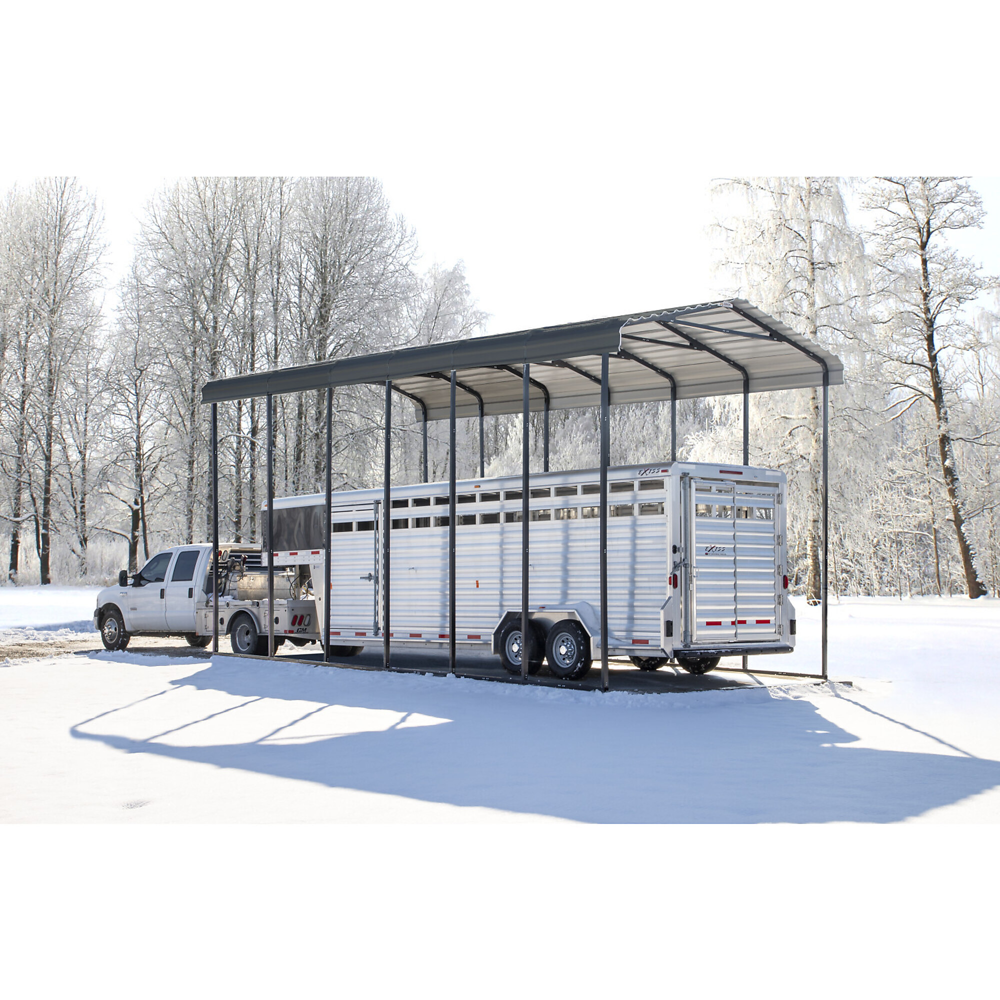 Arrow Steel RV Carport, 29ft.L x 14ft.W x 14ft.H, Charcoal, Model# CPHC142914